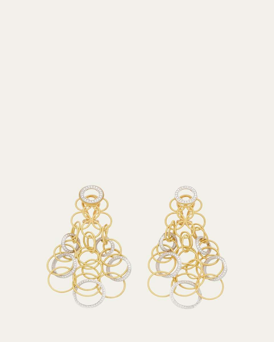 Hawaii 18K Gold and Diamond Short Pendant Earrings, 7cm